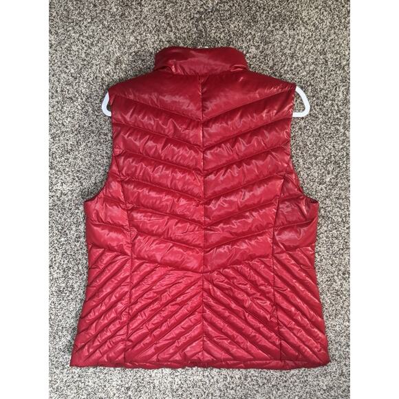 Talbots Red Down Puffer Vest Sz Large Lightweight Quilted Full Zip Winter Warm - Picture 3 of 6